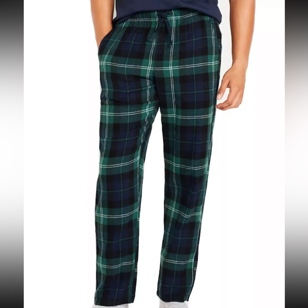 Old Navy Men Women Unisex Flannel Pajama Pants Green Blue Plaid size medium